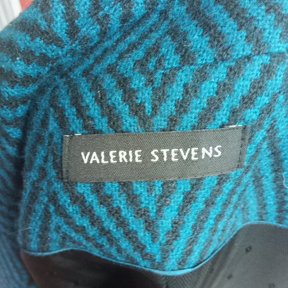Wool Chevron Longline Trench Duster Blazer Jacket Women Blue Valerie Stevens 8 - Picture 11 of 11